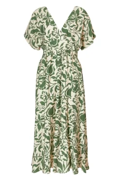 Quiz Khaki Tropical Print Midaxi Dress Online