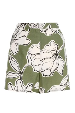 Quiz Khaki Tropical Print Shorts Clearance