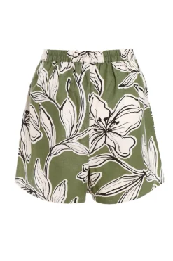 Quiz Khaki Tropical Print Shorts Clearance