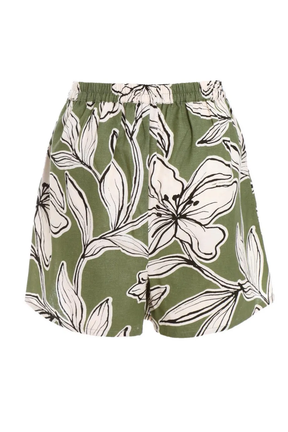 Quiz Khaki Tropical Print Shorts Clearance