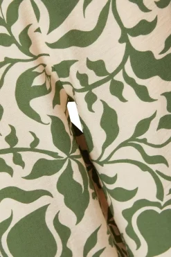Quiz Khaki Tropical Print Trousers