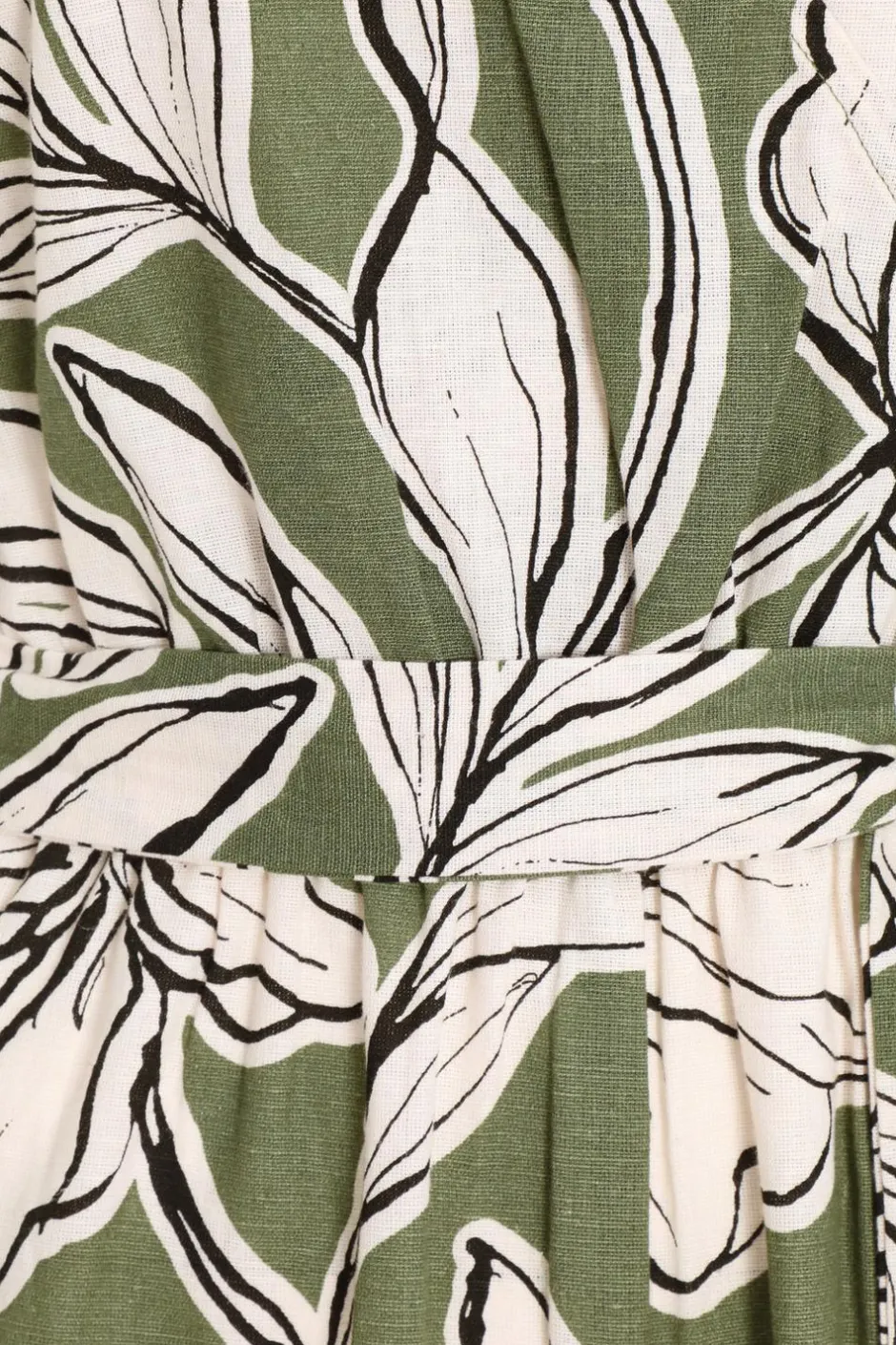 Quiz Khaki Tropical Print Wrap Jumpsuit