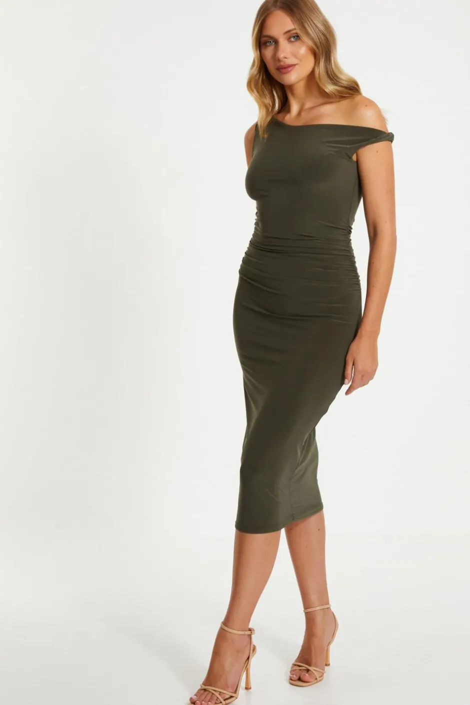 Quiz Khaki Twist Strap Bodycon Midi Dress Best