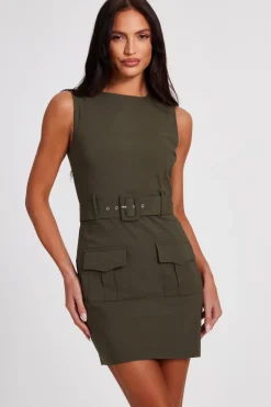 Quiz Khaki Utility Mini Dress Sale