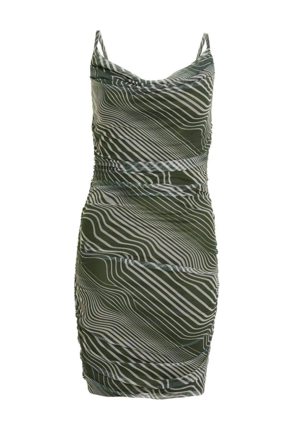 Quiz Khaki Wavy Stripe Dress Sale