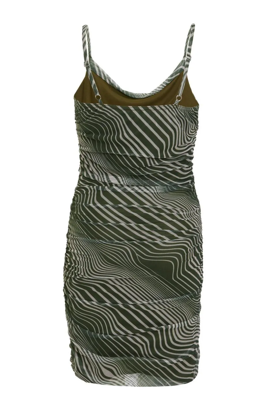 Quiz Khaki Wavy Stripe Dress Sale