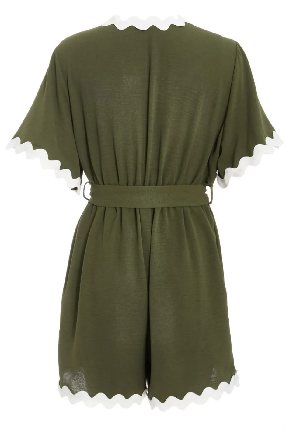 Quiz Wavy Trim Playsuit Khaki Best