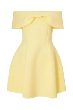 Quiz Bardot Bow Skater Dress Lemon