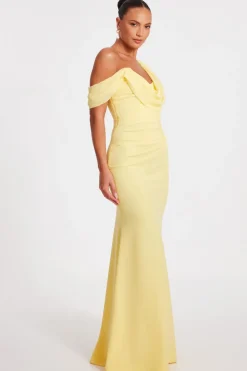 Quiz Drop Sleeve Maxi Dress Lemon New