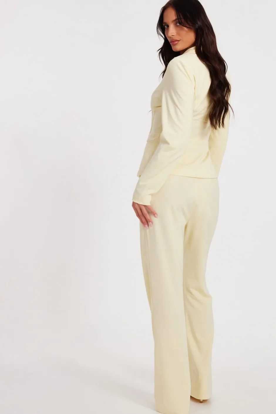 Quiz Flared Tailored Trousers Lemon
