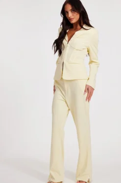 Quiz Flared Tailored Trousers Lemon