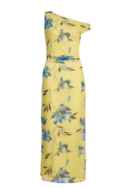 Quiz Lemon Floral Drop Sleeve Midaxi Dress Hot
