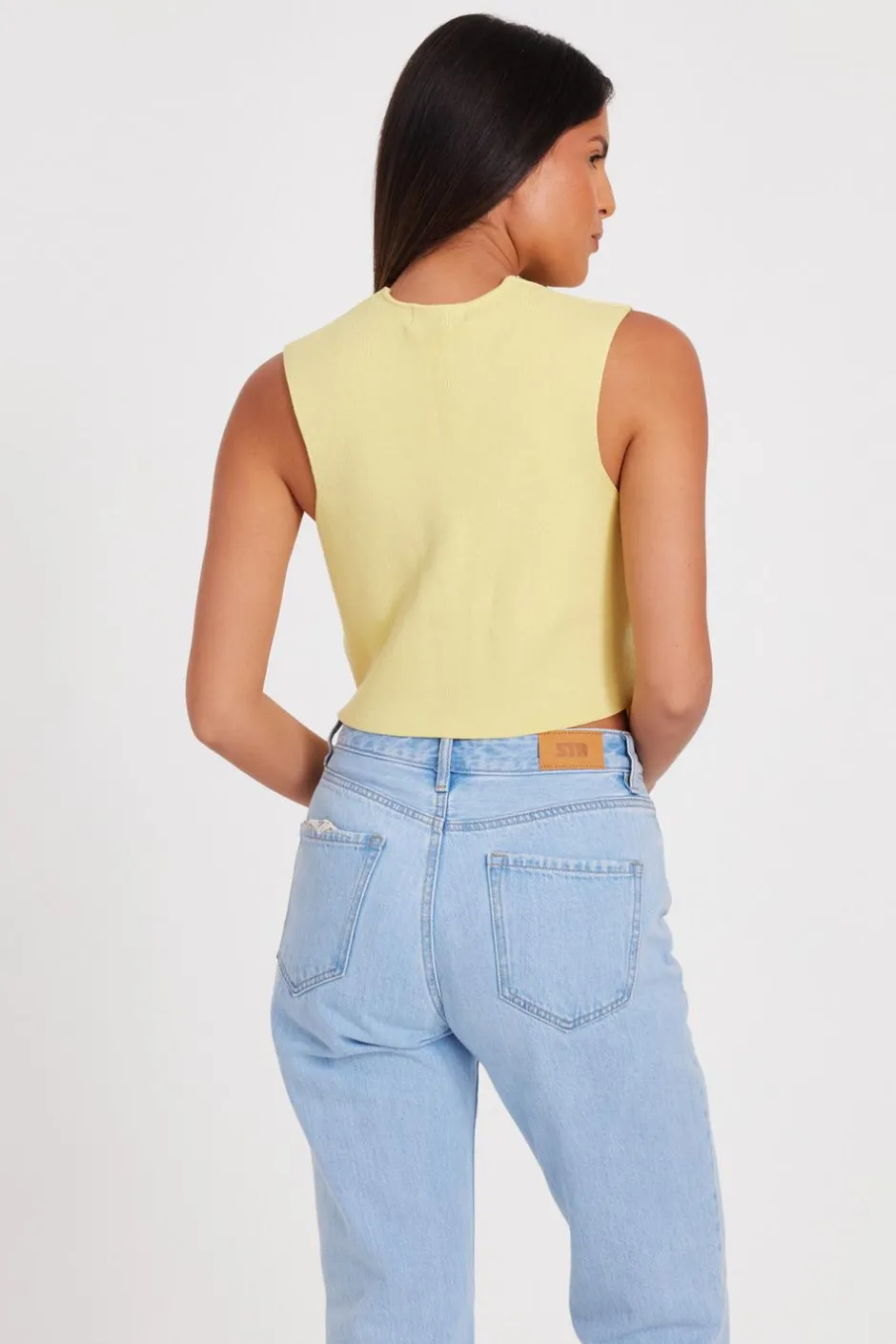 Quiz Knitted Button Front Waistcoat Lemon Sale