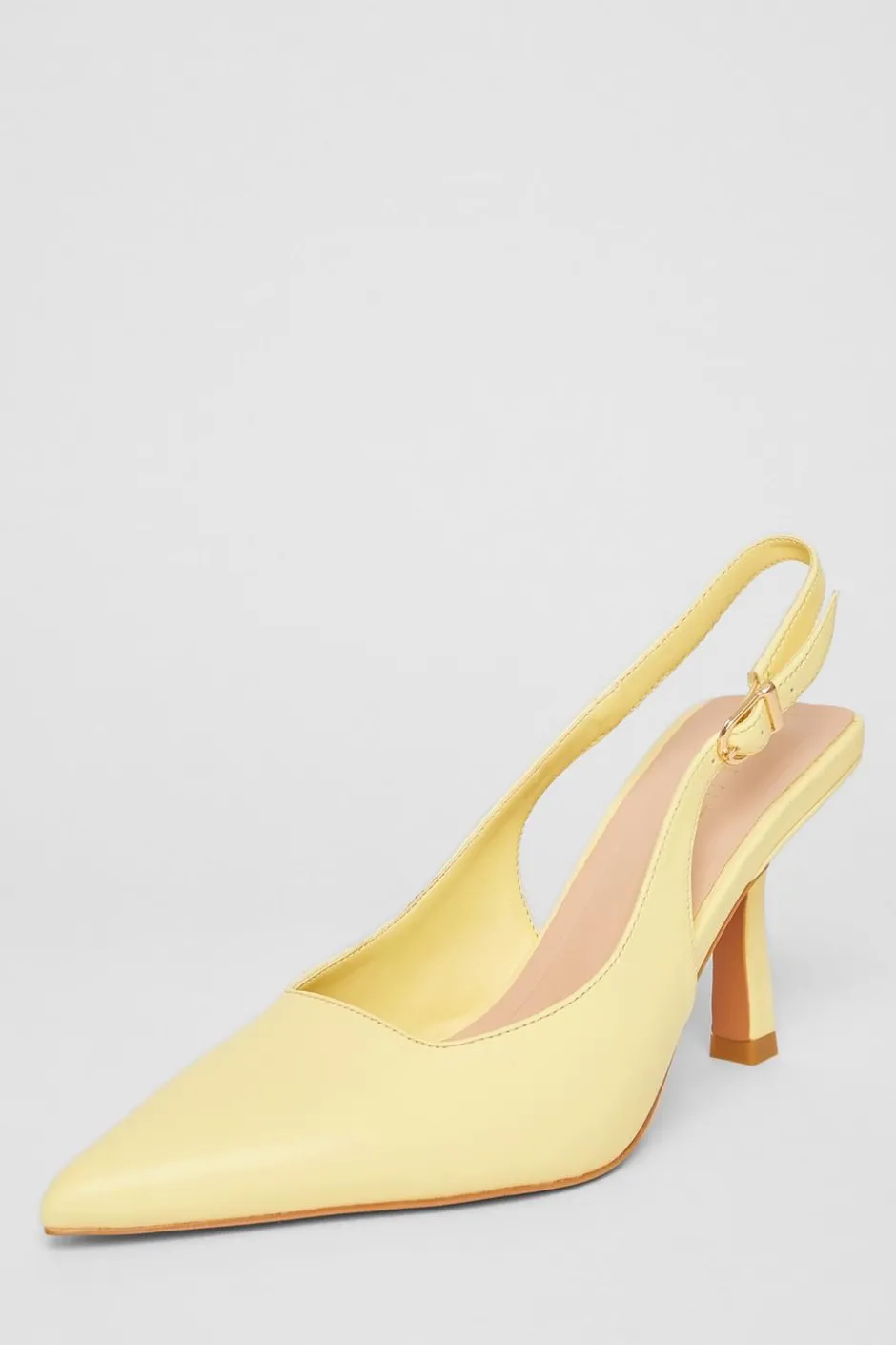 Quiz Sling Back Court Heels Lemon
