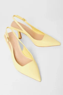 Quiz Sling Back Court Heels Lemon