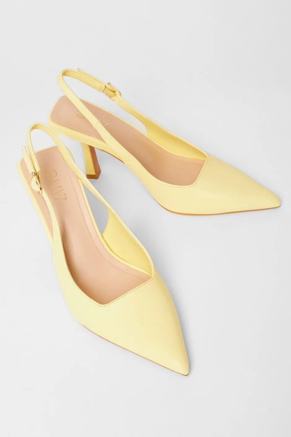 Quiz Sling Back Court Heels Lemon