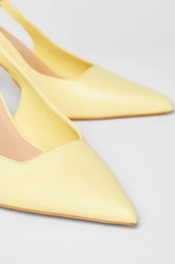 Quiz Sling Back Court Heels Lemon