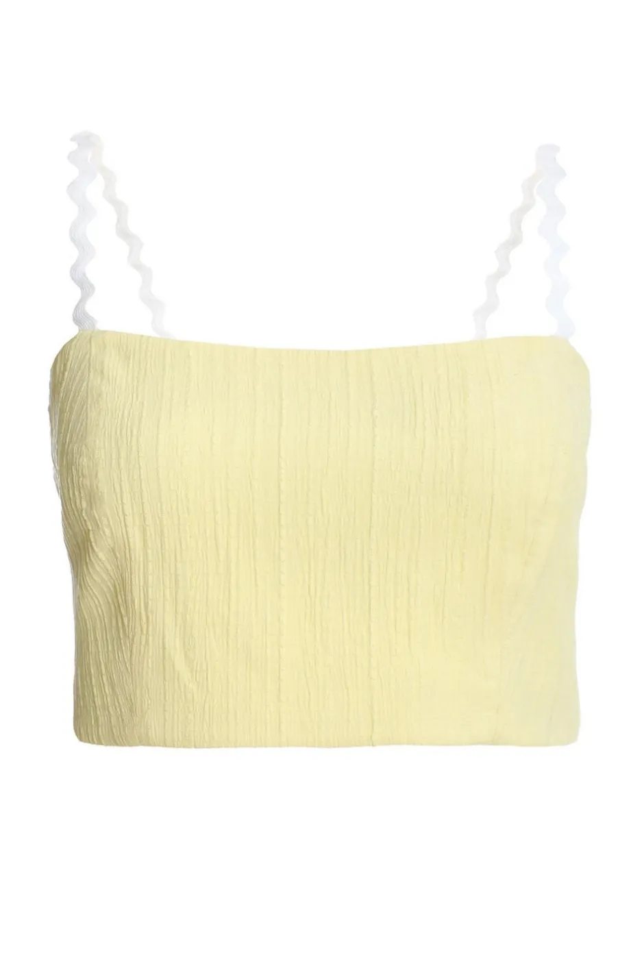 Quiz Lemon Wavy Trim Crop Top Online