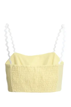 Quiz Lemon Wavy Trim Crop Top Online