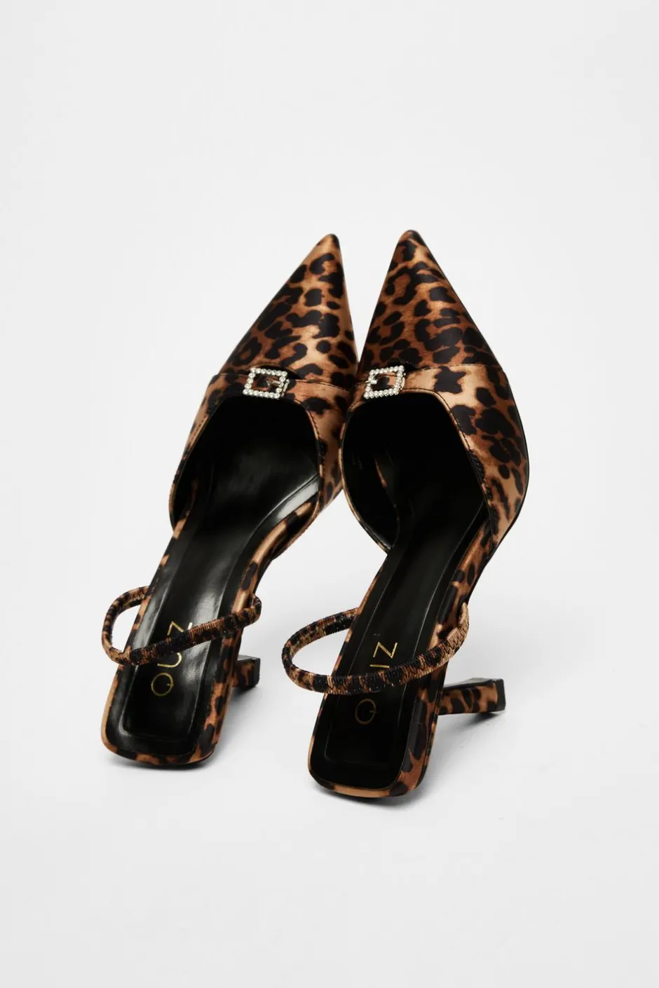 Quiz Leopard Print Diamante Buckle Court Heels Multi New