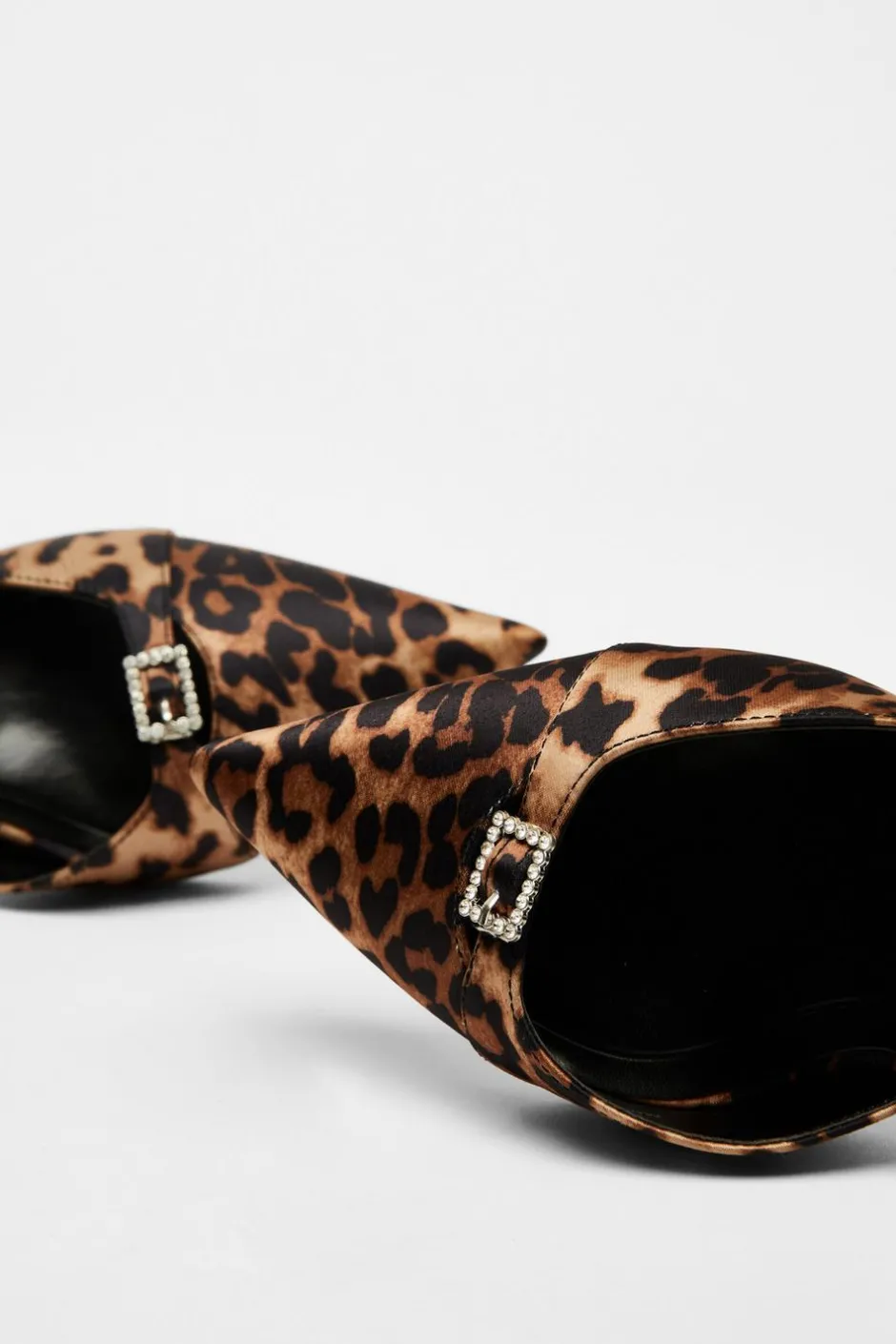 Quiz Leopard Print Diamante Buckle Court Heels Multi New