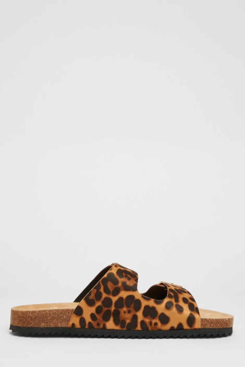 Quiz Leopard Print Double Buckle Flat Sandals Multi New