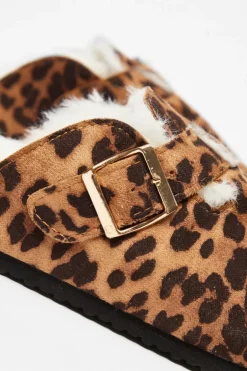 Quiz Leopard Print Faux Suede Mules Multi Outlet
