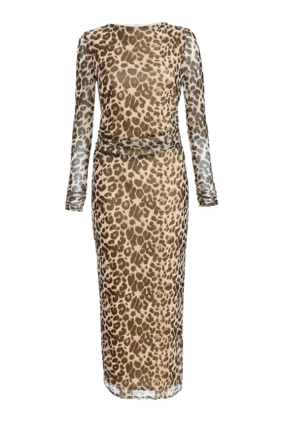 Quiz Leopard Print Mesh Midaxi Dress Outlet