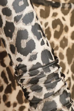 Quiz Leopard Print Mesh Midaxi Dress Outlet