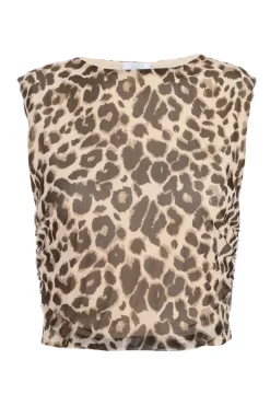 Quiz Leopard Print Mesh Top Best