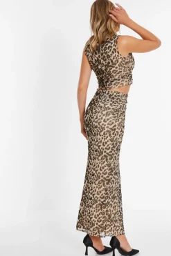 Quiz Leopard Print Mesh Top Best