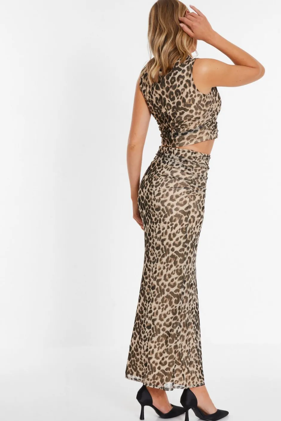 Quiz Leopard Print Mesh Top Best