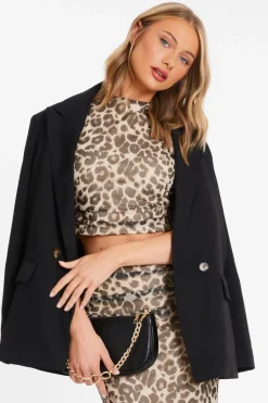 Quiz Leopard Print Mesh Top Best