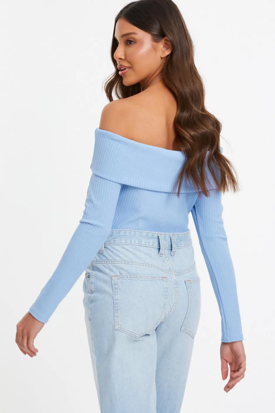 Quiz Bardot Top Light Blue Best