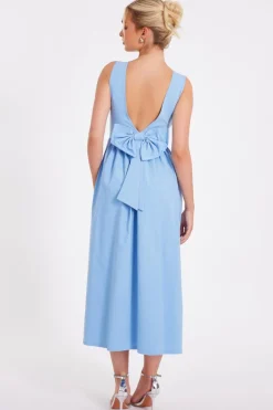 Quiz Light Blue Bow Back Midi Dress