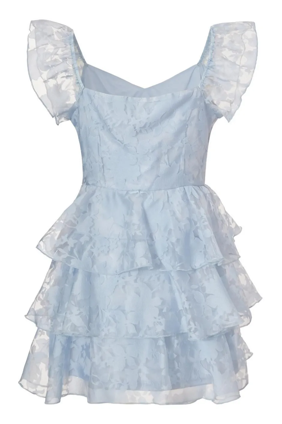 Quiz Chiffon Floral Skater Dress Light Blue Online