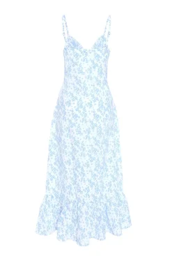 Quiz Light Blue Ditsy Floral Midi Dress Discount