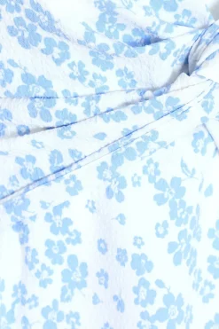 Quiz Light Blue Ditsy Floral Midi Dress Discount