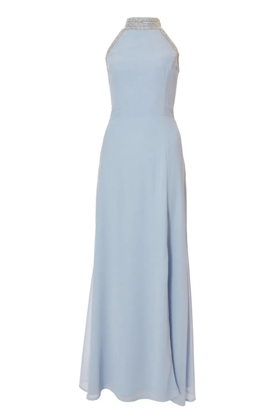 Quiz Embellished Chiffon Maxi Dress Light Blue Clearance