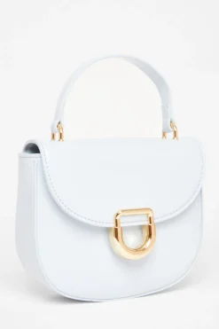 Quiz Light Faux Leather Top Handle Bag Blue Online