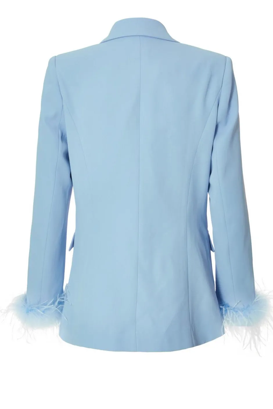 Quiz Feather Trim Blazer Light Blue Discount