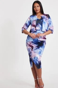 Quiz Light Blue Floral Cropped Jacket Sale