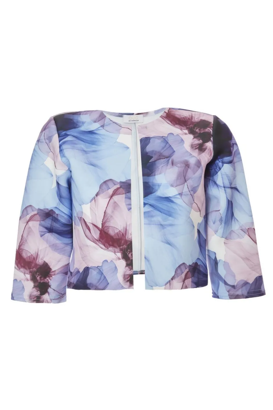 Quiz Light Blue Floral Cropped Jacket Sale