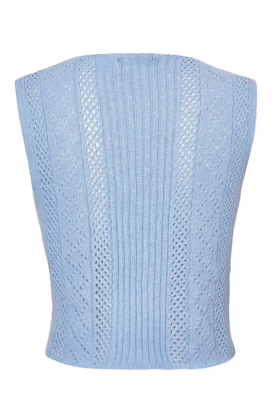Quiz Light Blue Knit Bow Top