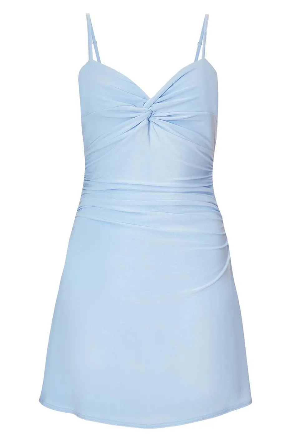 Quiz Knot Front Mini Dress Light Blue New