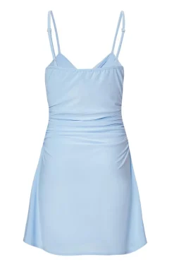Quiz Knot Front Mini Dress Light Blue New