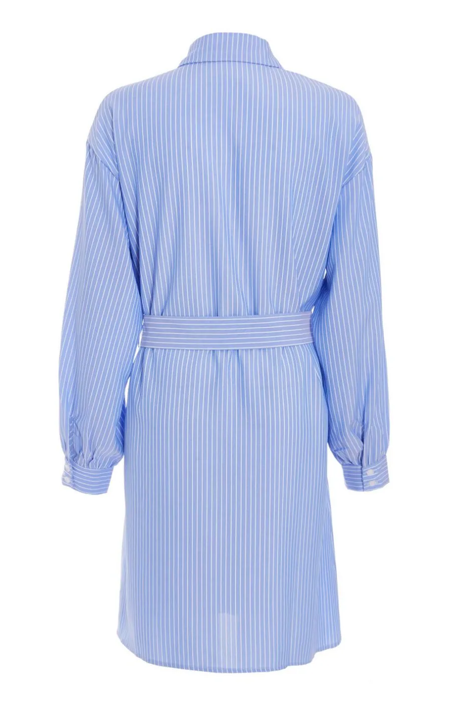 Quiz Light Blue Pinstripe Mini Shirt Dress Outlet