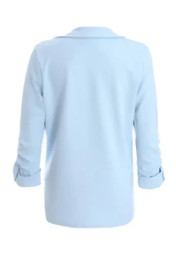 Quiz Light Blue Ruched Sleeve Blazer Outlet