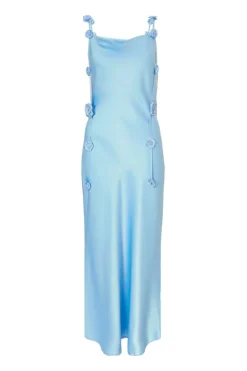 Quiz Satin Midaxi Dress Light Blue New