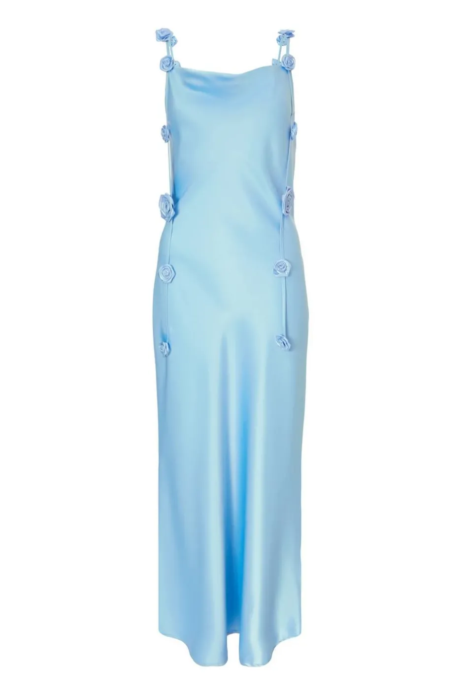 Quiz Satin Midaxi Dress Light Blue New